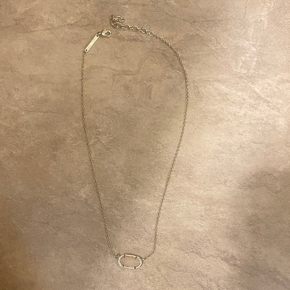 Kendra Scott Silver Necklace with Oval Pendant